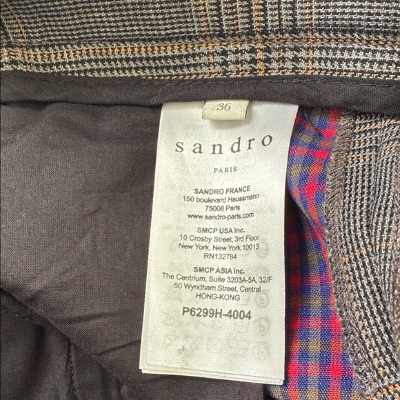 Sandro Paris Plaid Print High Waist Trousers - Picture 4 of 6